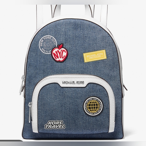 Michael Kors Jaycee Medium Embellished Denim Backpack - Picture 1 of 13